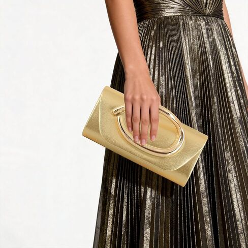 Clutch Purses for Women – Gold Metal Handle Evening Bag, Elegant Small Clutch for Wedding, Party & Cocktail Events in Saudi Arabia