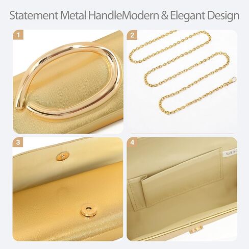 Clutch Purses for Women – Gold Metal Handle Evening Bag, Elegant Small Clutch for Wedding, Party & Cocktail Events in Saudi Arabia