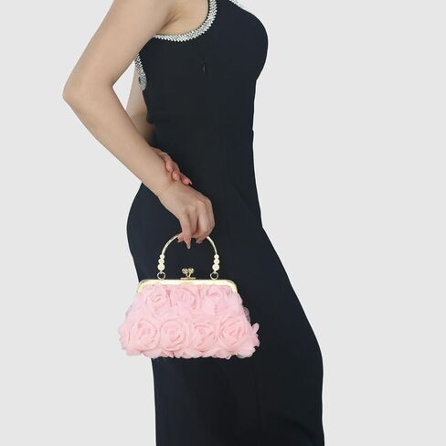 المرأة براثن محفظة 3D الدانتيل الأزهار مساء حقيبة يد سلسلة حزام حقيبة الكتف لحفل الزفاف، حزب، حفلة موسيقية in Kuwait