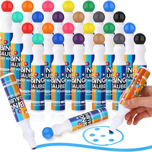 CRTIIN 48 حزمة ألوان مختلطة مجموعة من Bingo Daubers DOT Markers Supplies Bingo Supplies في 12 ألوان علامات فن النقطة 1.28 أونصة طلاء مثالية للفن والحرف لوازم الرسم الرسم تلوين in Kuwait