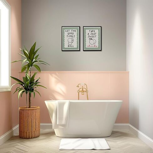 HDXUFJQ Black Frame Funny Bathroom Wall Art Retro Green Minimalist Bathroom Wall Decor Trendy Preppy Dorm Toilet Sign Prints Humor Canvas Picture for Restroom(8"x10") in Saudi Arabia