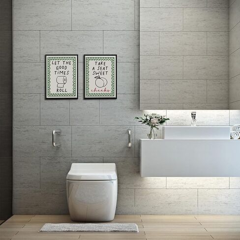 HDXUFJQ Black Frame Funny Bathroom Wall Art Retro Green Minimalist Bathroom Wall Decor Trendy Preppy Dorm Toilet Sign Prints Humor Canvas Picture for Restroom(8"x10") in Saudi Arabia