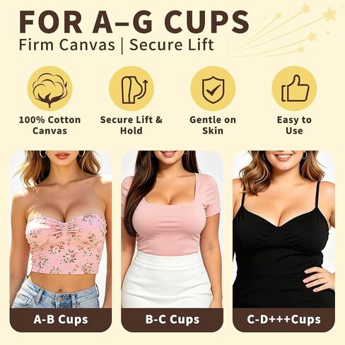 Boob Tape for Breast Lift – 2 Rolls Breathable Waterproof Push Up Adhesive Body Tape with 5 Pairs Sticky Nipple Covers, Invisible Support for Backless Strapless Dresses, Large Breasts A-G Cup Beige in Saudi Arabia