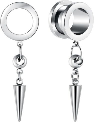 Dangle Tunnel Gauges, 2PCS Stainless Steel Tunnel Set Double Flared Screw Fit Geometric Hanger Taper/Cross Dangle Ear Gauges Tunnels Plugs 2G - 1 inch Ear Piercing Jewelry in Saudi Arabia