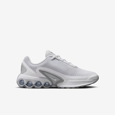 حذاء Nike Air Max Dn للأطفال الكبار (FB8987-100، أبيض/أبيض/فضي معدني/أبيض) مقاس 7 in Kuwait