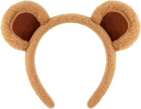 Brown Bear Ears Headband Adult, Bear Costume Fluffy Chipmunk Ears Headband for Party Halooween in Saudi Arabia