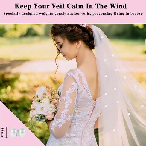 20 Pairs Pearl Veils Weights, Strong Magnetic Bridal Veil Weights, Double-Sided Veil Weights Invisible,Gift Box in Saudi Arabia