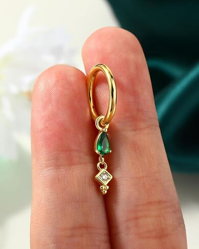 COCHARM Clicker Belly Button Ring، 14G حلقات السرة للبطن الزمرد للنساء، مجوهرات ثقب السرة مطلية بالذهب من الفولاذ المقاوم للصدأ 8/10 مم in Kuwait
