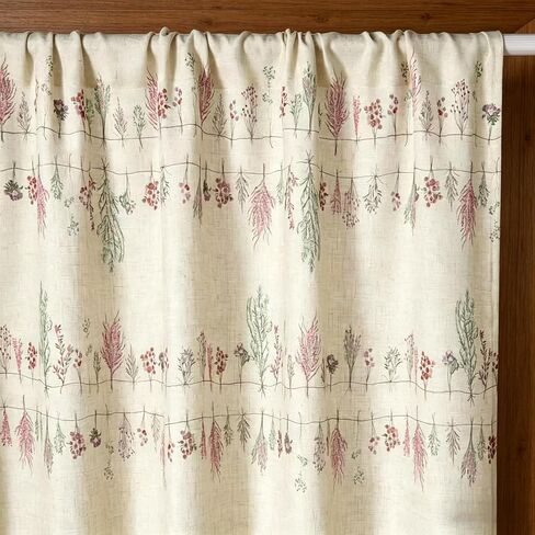 Farmhouse Cottage Floral Faux Linen Kitchen Curtain 36 Inch Length, Boho Vintage French Country Botanical Flowers Lavender Cafe Curtain Tier, Cute Aesthetic Small Short Panels for Bathroom Kitchen in Saudi Arabia