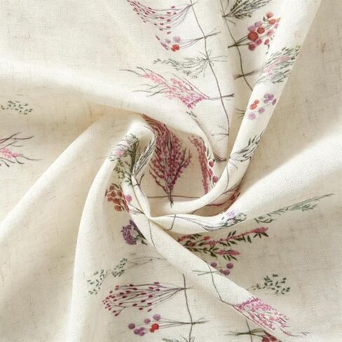 Farmhouse Cottage Floral Faux Linen Kitchen Curtain 36 Inch Length, Boho Vintage French Country Botanical Flowers Lavender Cafe Curtain Tier, Cute Aesthetic Small Short Panels for Bathroom Kitchen in Saudi Arabia