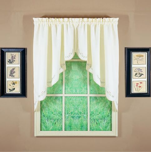 Today's Curtain, Forget-Me-Not Valance 14", White/Blue, 60" W x 14" L in Saudi Arabia