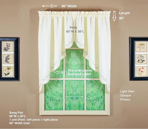 Today's Curtain, Forget-Me-Not Valance 14", White/Blue, 60" W x 14" L in Saudi Arabia