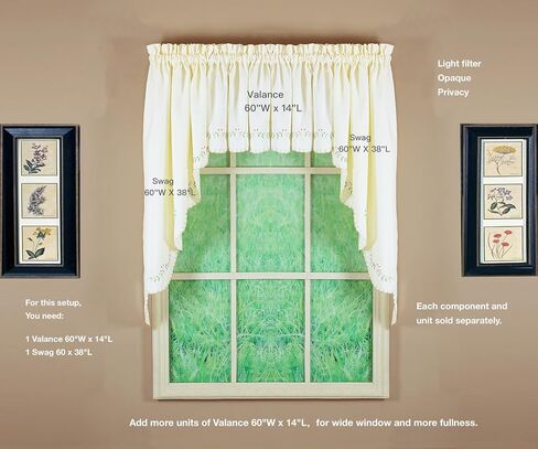 Today's Curtain, Forget-Me-Not Valance 14", White/Blue, 60" W x 14" L in Saudi Arabia