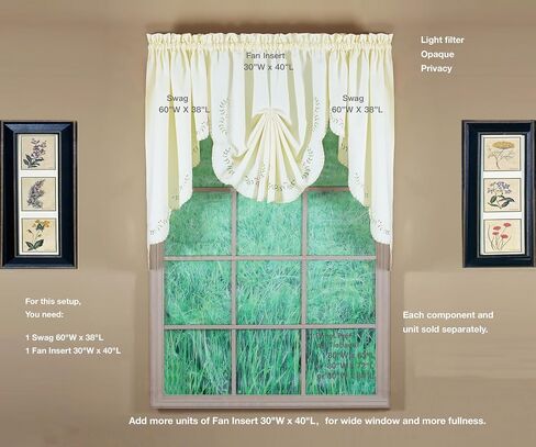Today's Curtain, Forget-Me-Not Valance 14", White/Blue, 60" W x 14" L in Saudi Arabia
