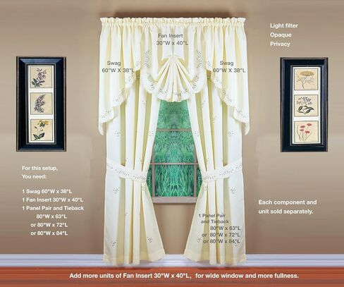 Today's Curtain, Forget-Me-Not Valance 14", White/Blue, 60" W x 14" L in Saudi Arabia