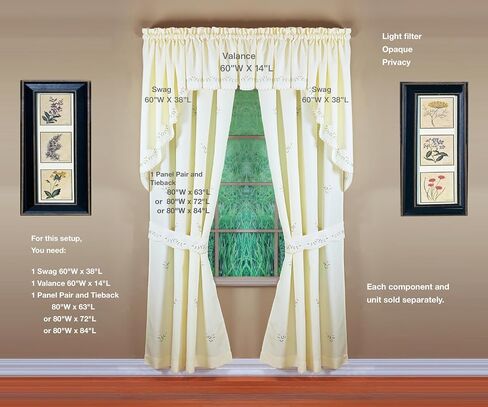 Today's Curtain, Forget-Me-Not Valance 14", White/Blue, 60" W x 14" L in Saudi Arabia