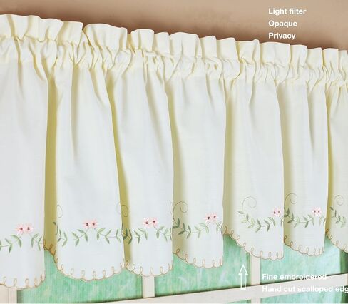 Today's Curtain, Forget-Me-Not Valance 14", White/Blue, 60" W x 14" L in Saudi Arabia