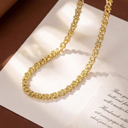 Gold Chain for Men 14K Gold Necklaces for Women Gold Cuban Link Chain for Men Necklaces Luxury Refined Finish with Tactile Texture Chunky Cuban Link Chains for Mens 16/18/20/22/24 in in Kuwait