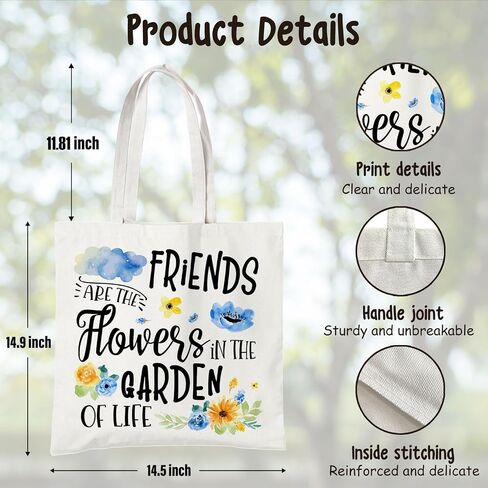 BIDODABADIl Friendship Gifts Tote Bag - Friends Gift Canvas Shopping Bags, Friendship Gift for Women Friends, 14.9x14.5 Inch in Kuwait