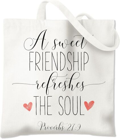 BIDODABADIl Friendship Gifts Tote Bag - Friends Gift Canvas Shopping Bags, Friendship Gift for Women Friends, 14.9x14.5 Inch in Kuwait