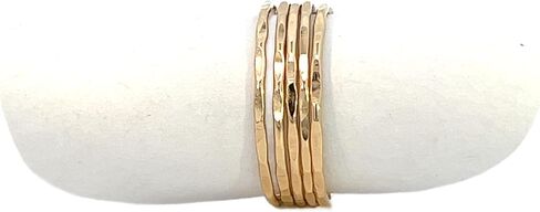 Ellie J Maui Hammered Gold Ring, Set of 5 Gold Stacking Rings, Minimalist Rings, Skinny Rings for Women, Rose Gold Filled/Gold Filed - Ring Size 1-10 Mothers Day Gift in Kuwait