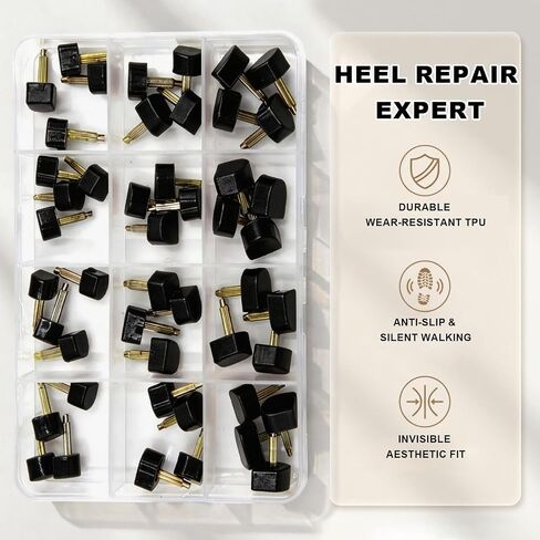 24 Pairs High Heel Replacement Tips Kit, 6 Sizes (8-12.5mm) U-Shape Heel Cups for Women's Shoes in Saudi Arabia