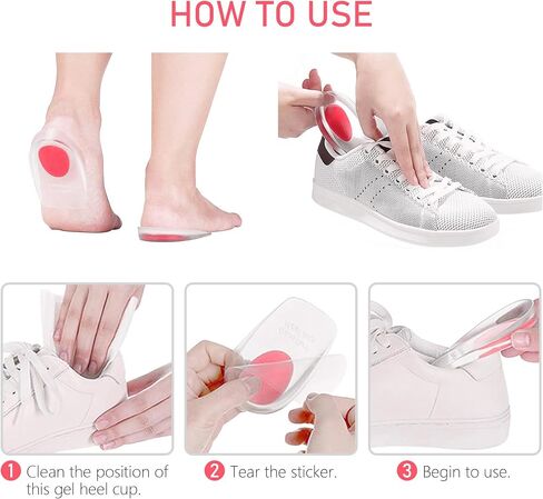 Heel Cups for Heel Pain Relief, 3 Pairs Shock Absorbing Silicone Gel Heel Pads for Plantar Fasciitis, Non-Slip Heel Cushions Insert for Women, Support for Boots Sneakers Dress Shoes in Saudi Arabia