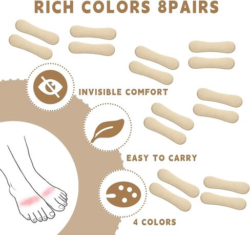 8 Pairs Heel Cushion Pads Keep Upper Curves Foot Strap Cushions Self-Adhesive Cushion Inserts Prevent Heel Protectors to Prevent Pain Slip Blister(Light Skin,Suede) in Kuwait