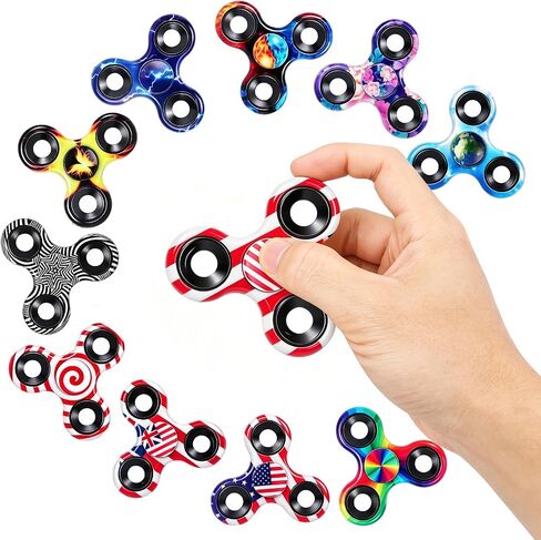 12 Pack Fidget Spinner Toy Bulk for Kids Adults, Metal Tri-Spinner Fidget Set, Hand Spinner for Stress Relief, Easter Birthday Goodie Bag Stocking Stuffers Classroom Prizes for Boy Age 3-12 in Kuwait