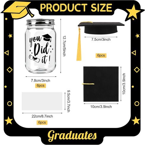 6 Sets 2026 Graduation Centerpiece for Table, DIY Graduation Jar Decoration Gradua-tion Jar Centerpiece with Graduation Caps Class of 2026 Table Decoration for College High Congrats Party Supplies in Saudi Arabia