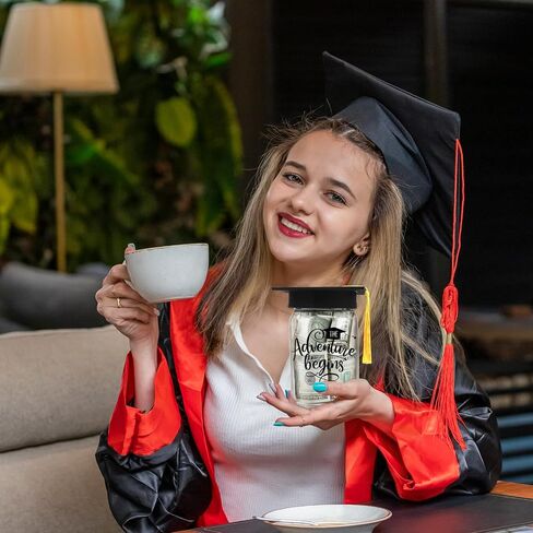 6 Sets 2026 Graduation Centerpiece for Table, DIY Graduation Jar Decoration Gradua-tion Jar Centerpiece with Graduation Caps Class of 2026 Table Decoration for College High Congrats Party Supplies in Saudi Arabia