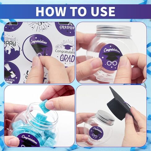 24 Sets Graduation Cap Candy Jars Class of 2026 Graduation Party Decorations Purple Candy Boxes Containers with Sticker for 2026 Grad Ceremony Party Supplies DIY in Kuwait