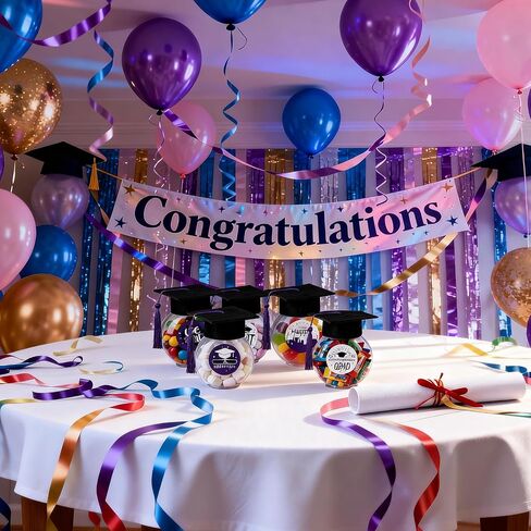 24 Sets Graduation Cap Candy Jars Class of 2026 Graduation Party Decorations Purple Candy Boxes Containers with Sticker for 2026 Grad Ceremony Party Supplies DIY in Kuwait