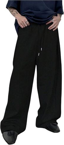Men's Baggy Sweatpants Drawstring Waist Wide Leg Workout Athletic Gym Running Pants with Pockets in Kuwait
