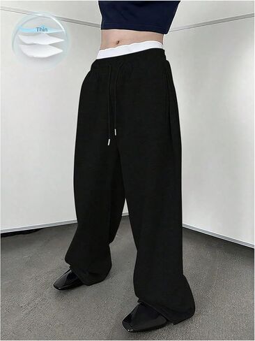 Men's Baggy Sweatpants Drawstring Waist Wide Leg Workout Athletic Gym Running Pants with Pockets in Kuwait