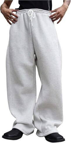 Men's Baggy Sweatpants Drawstring Waist Wide Leg Workout Athletic Gym Running Pants with Pockets in Kuwait