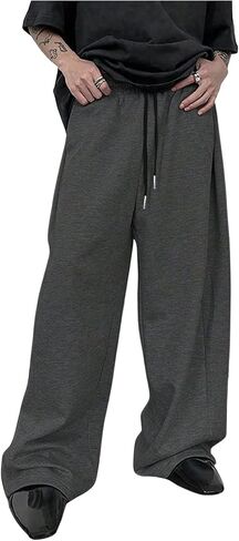 Men's Baggy Sweatpants Drawstring Waist Wide Leg Workout Athletic Gym Running Pants with Pockets in Kuwait