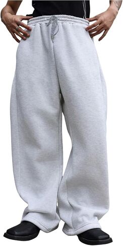 Men's Baggy Sweatpants Drawstring Waist Wide Leg Workout Athletic Gym Running Pants with Pockets in Kuwait