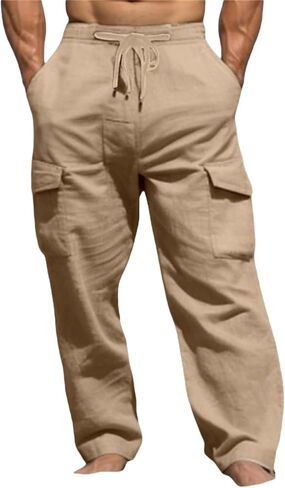 Mens Retro Bootcut Sweatpants, Drawstring Open Bottom, Solid Color, Elastic Waist Baggy Harem Yoga Beach Trousers in Saudi Arabia