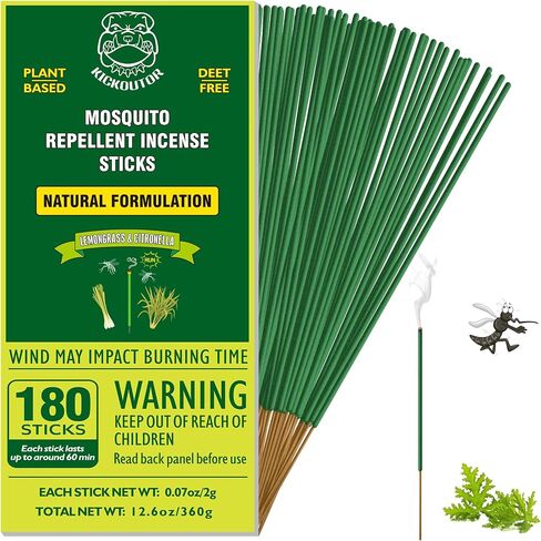 KICKOUTOR Mosquito Incense Sticks with Natural Citronella Oil, 360 Count DEET-Free Outdoor Mosquito Repellent for Patio, Backyard Gatherings & Camping, Up to 1 Hour Against Gnats & No-See-Ums in Saudi Arabia