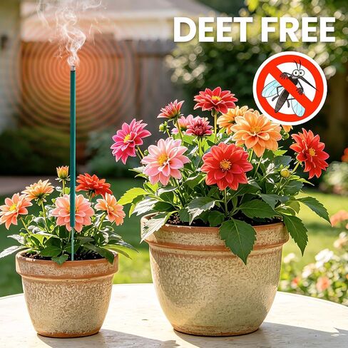 24 Pack Mosquito Incense Sticks for Outdoor Patio Backyard Indoors Camping Travel Yoga, DEET Free Mosquito Repellent Sticks Safe for Kids Pets, Long-Lasting 2-Hour Burn Time, Green in Saudi Arabia
