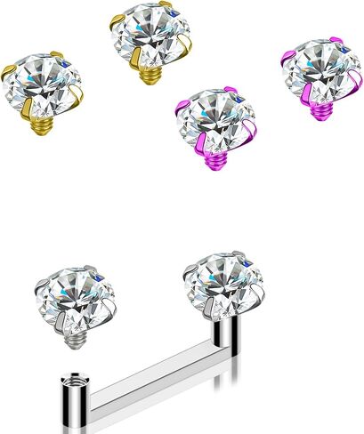14G Titanium Surface Staple Piercing Jewelry, Implant-Grade ASTM F136 Titanium & Internally Threaded Flat Staple Bar, 10/12/14/16mm, 3 Pair Spark CZ, Men Women in Kuwait