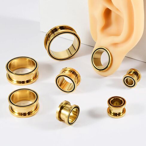 Aienid 2 Pcs Ear Gauges Stainless Steel 8mm-25mm Ear Expanders for Stretched Flesh Tunnels Body Piercing Jewelry for Men Women in Saudi Arabia