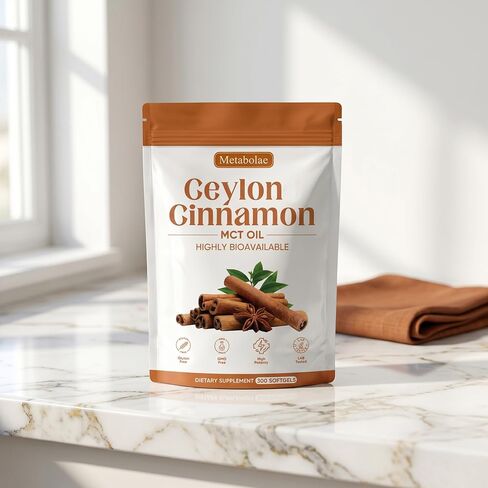 Metabolae Ceylon Cinnamon SoftGels with MCT Oil, Highly Bioavailable Herbal Extract, Non-GMO, Gluten Free - 300 Softgels (1pcs) in Saudi Arabia