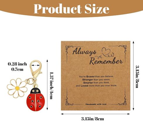 1 Pcs Ladybug Keychain with Positive Affirmation Cards | Handbag Charms for Purses, Inspirational Keychain Accessories for Women Men Teens in Saudi Arabia