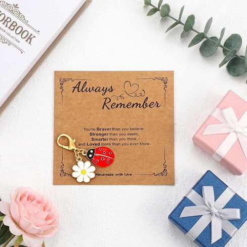1 Pcs Ladybug Keychain with Positive Affirmation Cards | Handbag Charms for Purses, Inspirational Keychain Accessories for Women Men Teens in Saudi Arabia