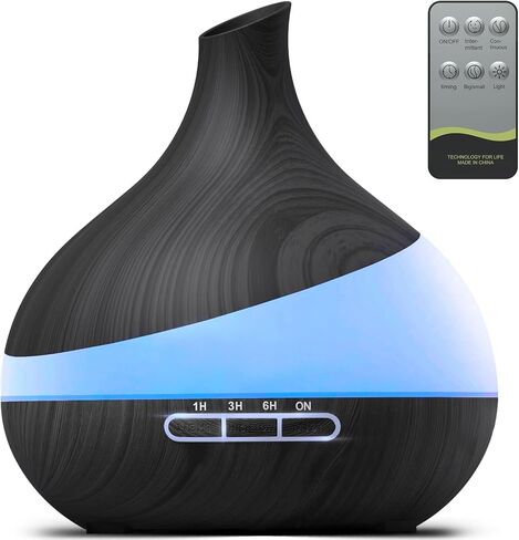 HJTHJT 500ML Essential Oil Diffuser: Aroma Diffuser with Remote Control for Hotel Spa Yoga Studio – Humidifier for Bedroom with 14‑Color LED Nightlight for Home Relaxation in Saudi Arabia