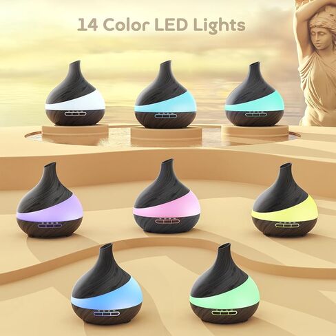 HJTHJT 500ML Essential Oil Diffuser: Aroma Diffuser with Remote Control for Hotel Spa Yoga Studio – Humidifier for Bedroom with 14‑Color LED Nightlight for Home Relaxation in Saudi Arabia