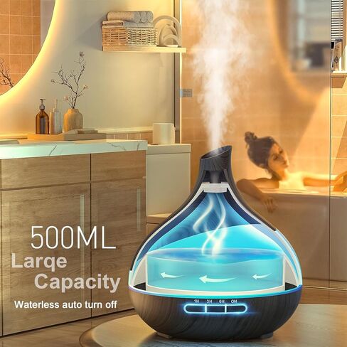 HJTHJT 500ML Essential Oil Diffuser: Aroma Diffuser with Remote Control for Hotel Spa Yoga Studio – Humidifier for Bedroom with 14‑Color LED Nightlight for Home Relaxation in Saudi Arabia