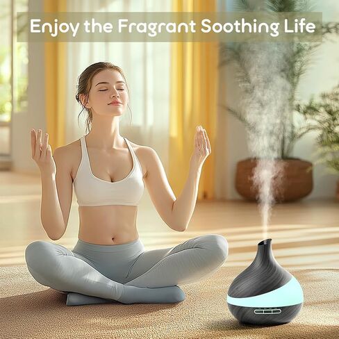 HJTHJT 500ML Essential Oil Diffuser: Aroma Diffuser with Remote Control for Hotel Spa Yoga Studio – Humidifier for Bedroom with 14‑Color LED Nightlight for Home Relaxation in Saudi Arabia